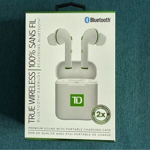 True Wireless Bluetooth Earbuds - White & Green
